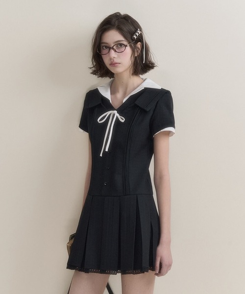 SunsetPark ワンピース ミニ丈 プリーツワンピース SP25s037