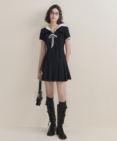 SunsetPark ワンピース ミニ丈 プリーツワンピース SP25s037