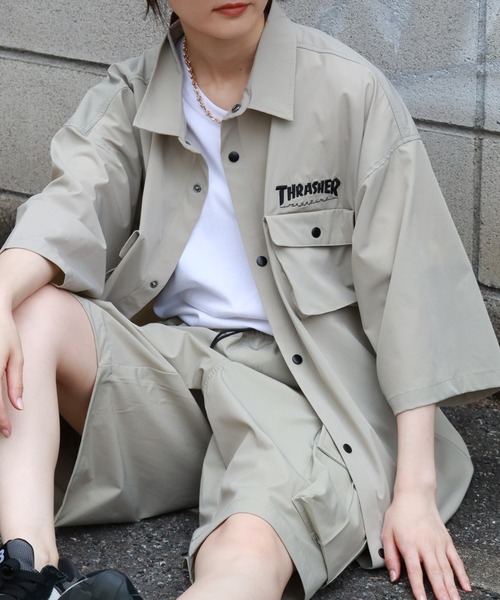 THRASHER（スラッシャー） uvカット シャツ 接触冷感 オーバーサイズ
