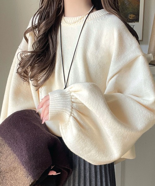 Java ニット セーター 「JaVaジャバコラボ」目を奪われるたっぷり袖