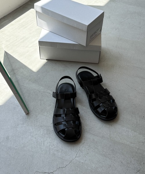 CANAL JEAN El mar　ダブルストラップレザーサンダル　ブラック キャナルジーン CANAL JEAN El mar デュアルストラップミュール