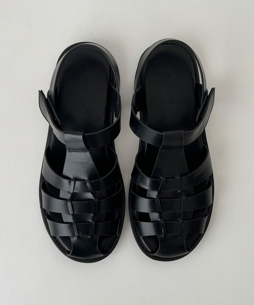 CANAL JEAN El mar　ダブルストラップレザーサンダル　ブラック キャナルジーン CANAL JEAN El mar デュアルストラップミュール