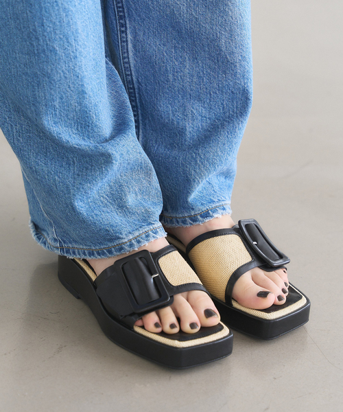 LE TALON｜KARIN TAKUBO*LE TALONバックルスライダーサンダル