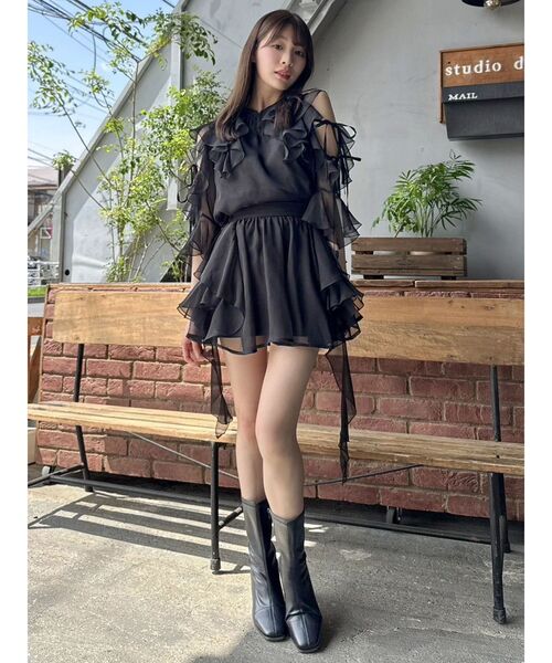 dazzlin スカート シアーフルイドフリルミニスカート : ZOZOTOWN