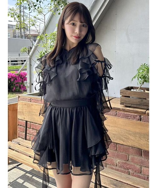 d.i.a スカート dazzlin スカート シアーフルイドフリルミニスカート : ZOZOTOWN