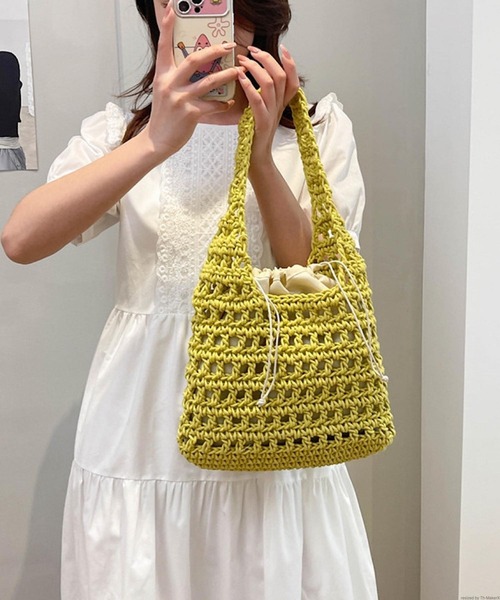 VIBGYOR トートバッグ Liaa/巾着付き 編みバッグ A18647 レディース