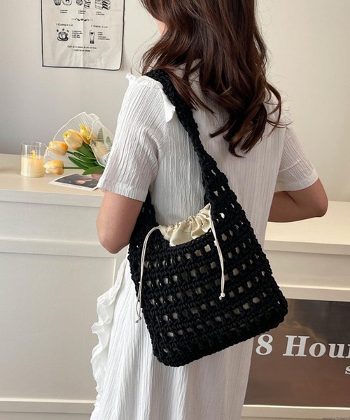 VIBGYOR トートバッグ Liaa/巾着付き 編みバッグ A18647 レディース