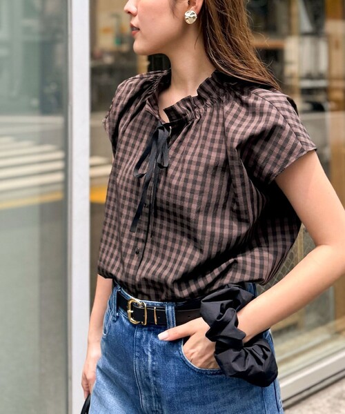 ブラウス シャツ 衿フリルショートスリーブシャツ レディース NOLLEY'S ブラウス シャツ 衿フリルショートスリーブシャツ