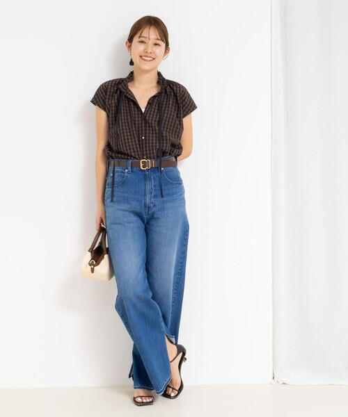 マルチサイズ ブラウス シャツ フリルショートスリーブブラウス レディース NOLLEY'S ブラウス シャツ 衿フリルショートスリーブシャツ