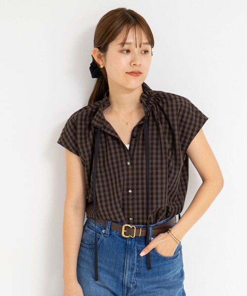ブラウス シャツ 衿フリルショートスリーブシャツ レディース NOLLEY'S ブラウス シャツ 衿フリルショートスリーブシャツ