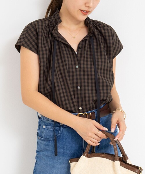 ブラウス シャツ 衿フリルショートスリーブシャツ レディース NOLLEY'S ブラウス シャツ 衿フリルショートスリーブシャツ