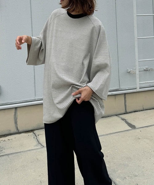 tシャツ choice_cnl　ナローボーダーオーバーTシャツ レディース メンズ クーポン】【セール10%OFF】キャナルジーン CANAL JEAN