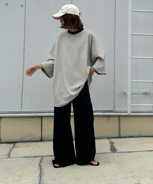 tシャツ choice_cnl　ナローボーダーオーバーTシャツ レディース メンズ CANAL JEAN tシャツ choice_cnl ナローボーダーラグランTシャツ