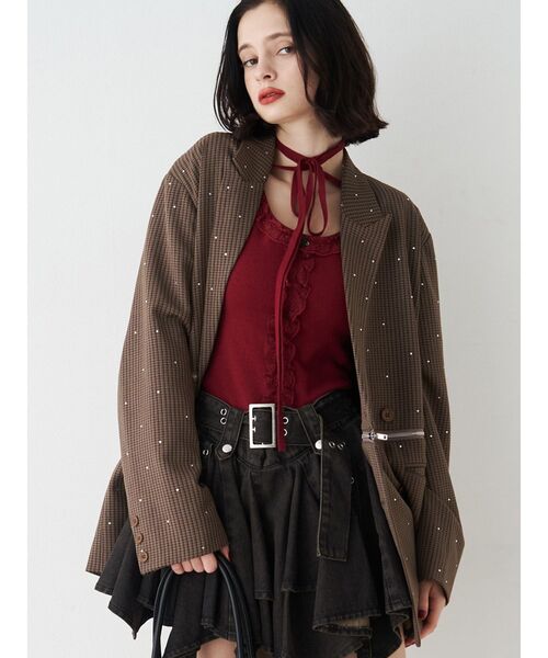 ラインストーン　ジャケット テーラード 韓国 Y2K jouetie（ジュエティ） ジャケット テーラードジャケット ライン