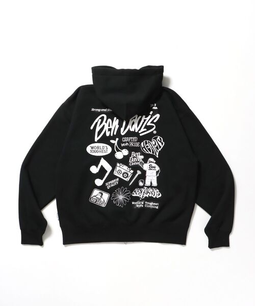 パーカー 「BEN DAVIS（ベンデイビス）」 SELECTION ZIP HOODIE /パーカー ジップパーカー ダブルジップ 短丈 刺繍 プリ | BEN DAVIS | 16