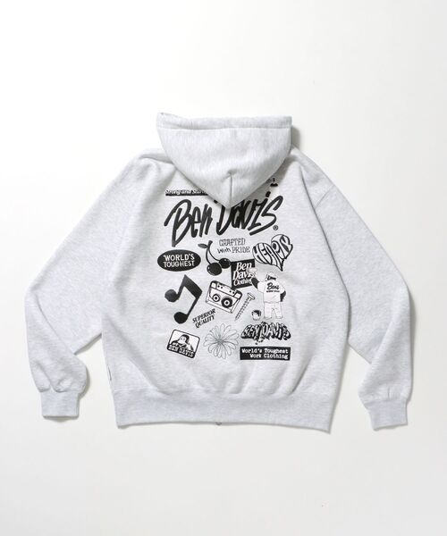 パーカー 「BEN DAVIS（ベンデイビス）」 SELECTION ZIP HOODIE /パーカー ジップパーカー ダブルジップ 短丈 刺繍 プリ | BEN DAVIS | 21