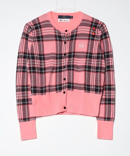 FRED PERRY チェック柄カーディガン M FRED PERRY 「FRED PERRY」 チェック柄ニットカーディガン「amy