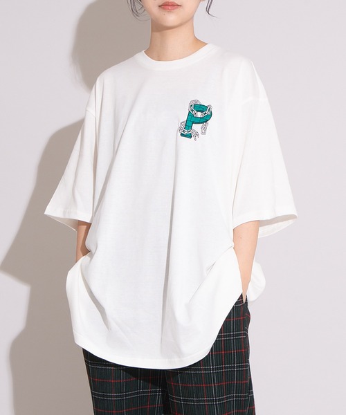 PUNYUS（プニュズ） tシャツ 半袖 鎖ロゴ刺繍Tシャツ レディース