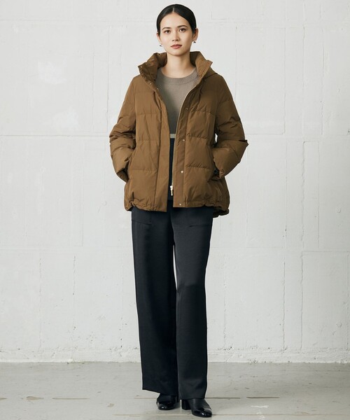 ［今季／超美品 ］自由区 洗えるマイクロタッサーダウンコートⅡ カーキ9号 自由区 【洗える】マイクロタッサーダウン コートII （カーキ