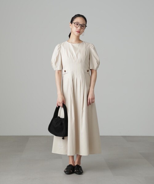 「FREE'S MART」 半袖ワンピース MEDIUM ベージュ レディース_画像4