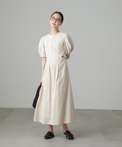 「FREE'S MART」 半袖ワンピース MEDIUM ベージュ レディース_画像5