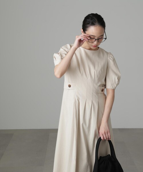 「FREE'S MART」 半袖ワンピース MEDIUM ベージュ レディース_画像8