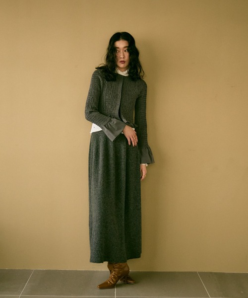 ブラウス シャツ Shirred frills blouse / シャーリングフリルブラウス