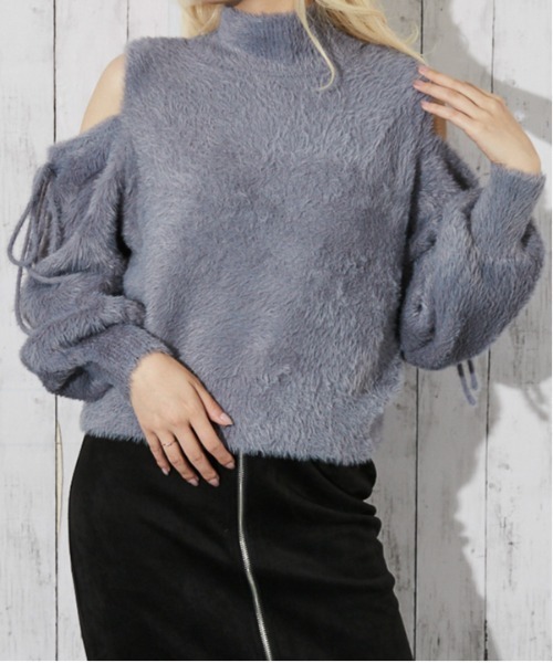 ニット セーター 「肩あき×フェザーニット」レディース 長袖トップス ふわもこ フェミニン 秋冬 レディース | ブランド登録なし | 16