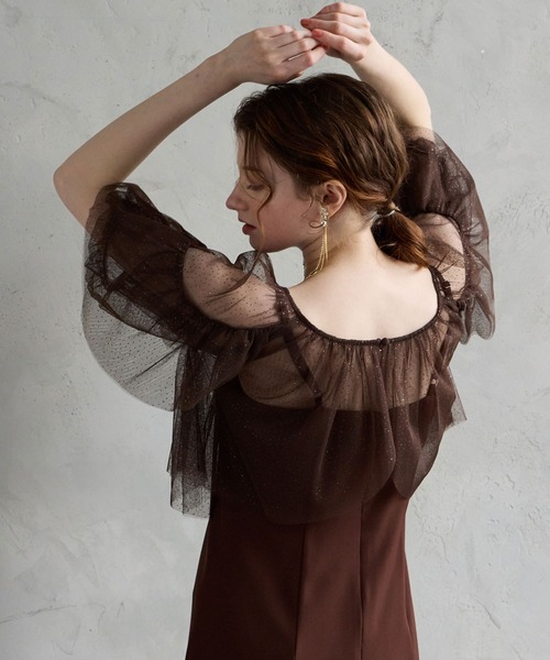 AIMER（エメ） ドレス グリッターチュールフリルスリーブブラウス