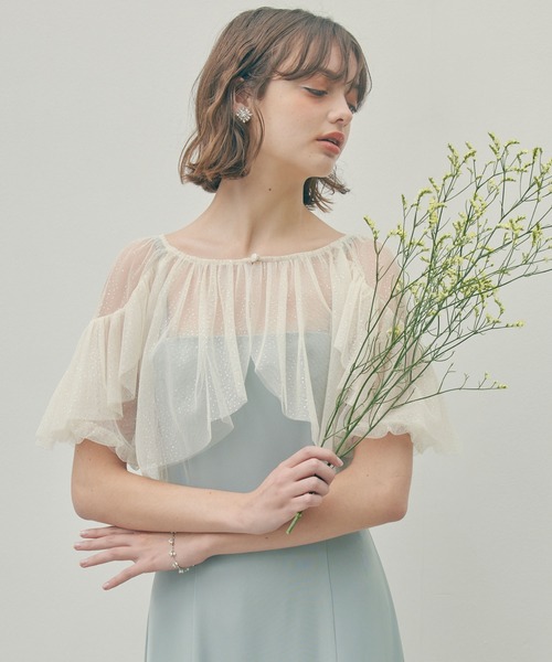 AIMER（エメ） ドレス グリッターチュールフリルスリーブブラウス