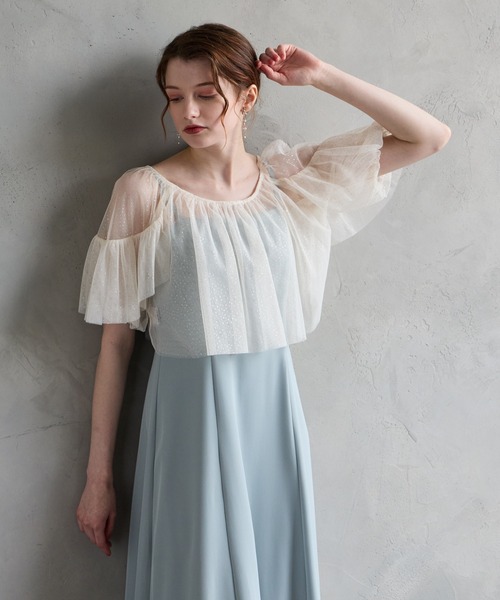 AIMER（エメ） ドレス グリッターチュールフリルスリーブブラウス