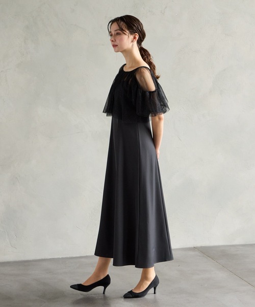 AIMER（エメ） ドレス グリッターチュールフリルスリーブブラウス