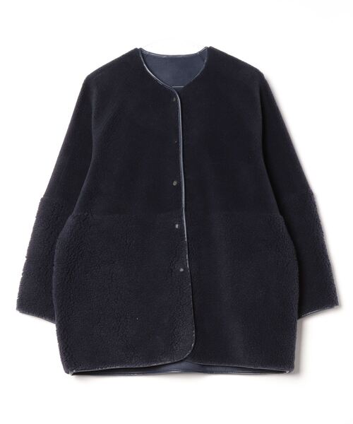 美品★24SS★BEAUTY&YOUTH★ショート丈ノーカラーコート★ウール★黒 BEAUTY＆YOUTH UNITED ARROWS ノーカラーコート - ブラウン レディース