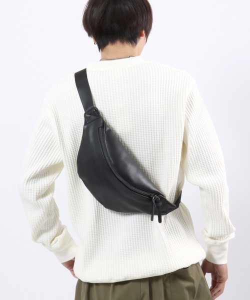 ウエストポーチ フェイクレザーボディバッグ メンズ レディース ユニ