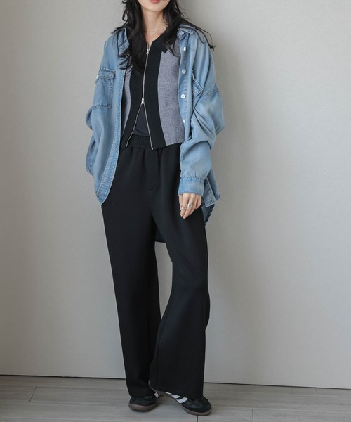 カーディガン バイカラーダブルジップカーディガン レディース