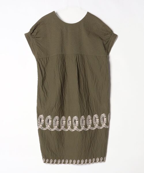 美品mina perhonenミナペルホネンpebbleカーキ刺繍ヤクワンピース 美品mina perhonenミナペルホネンpebbleカーキ刺繍ヤクワンピース ミナ