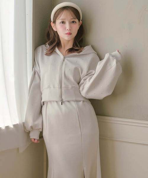 セットアップ 「SET ITEM」bijou punch sweat set up / ビジュー付き