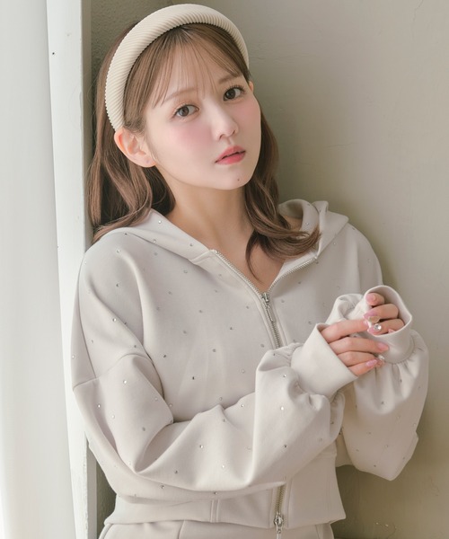 セットアップ 「SET ITEM」bijou punch sweat set up / ビジュー付き