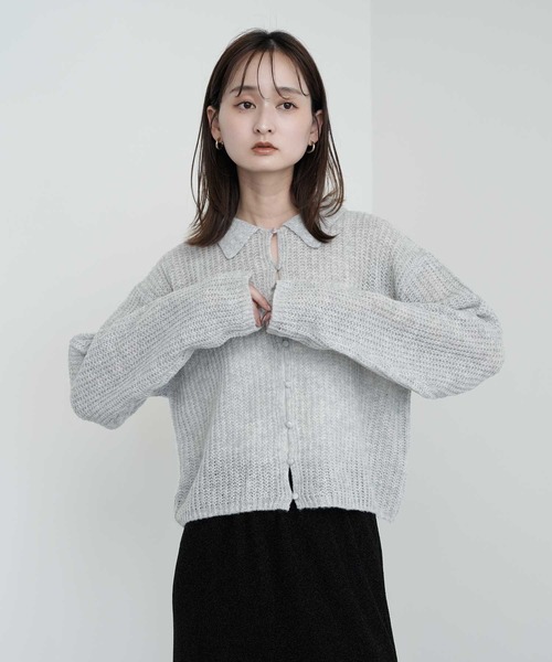 Bulue. カーディガン 「Bulue.」畦編みポロニットカーディガン