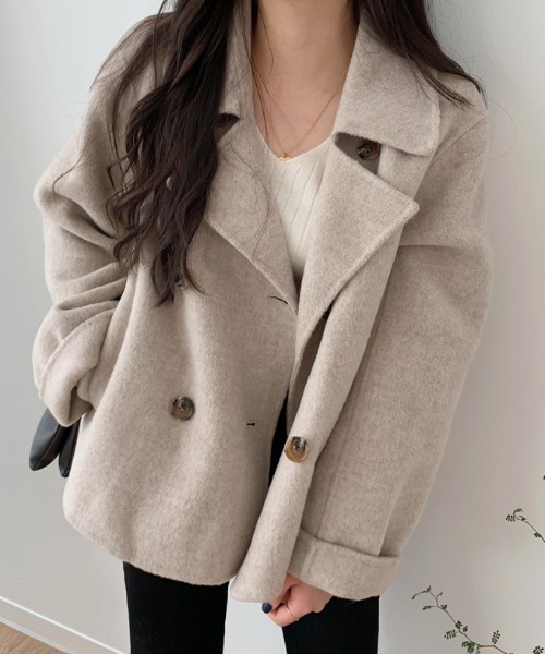 FAVORITO ピーコート pコート メルトン襟付きダブルブレストジャケット