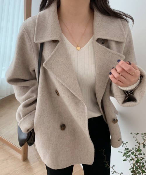 FAVORITO ピーコート pコート メルトン襟付きダブルブレストジャケット