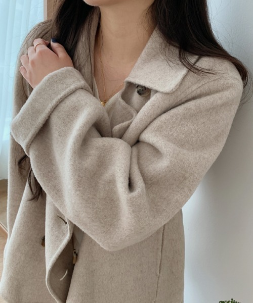 FAVORITO ピーコート pコート メルトン襟付きダブルブレストジャケット