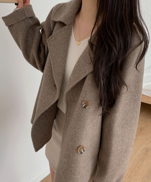 FAVORITO ピーコート pコート メルトン襟付きダブルブレストジャケット