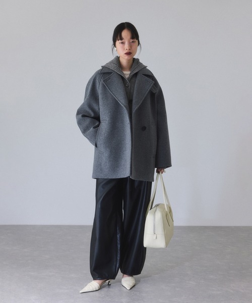 ADAM ET ROPE  アダムエロペ 美品　パール付きカーディガン グレー ADAM ET ROPÉ FEMME(アダム エ ロペ ファム) / 〈追加〉【サステナブル