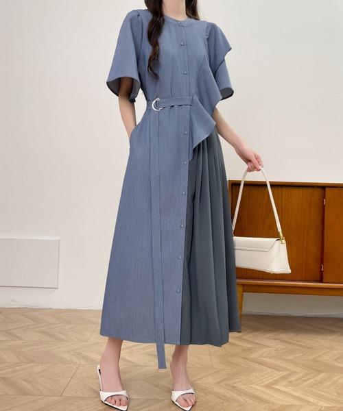 「ABITOKYO」 半袖ワンピース L チャコールグレー レディース_画像4