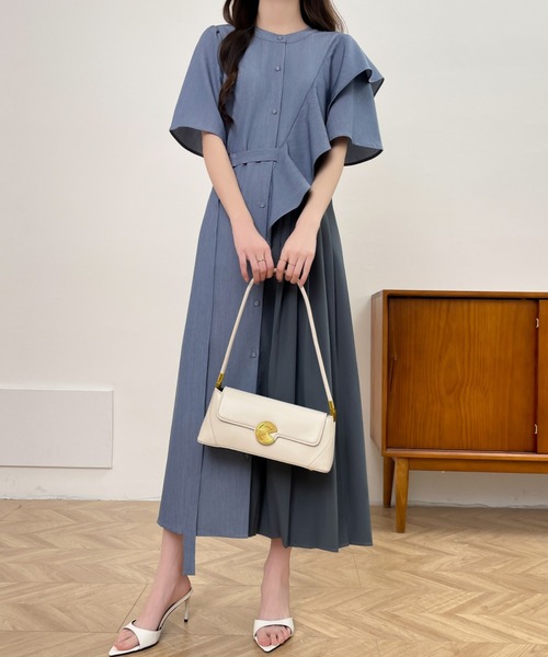 「ABITOKYO」 半袖ワンピース L チャコールグレー レディース_画像6