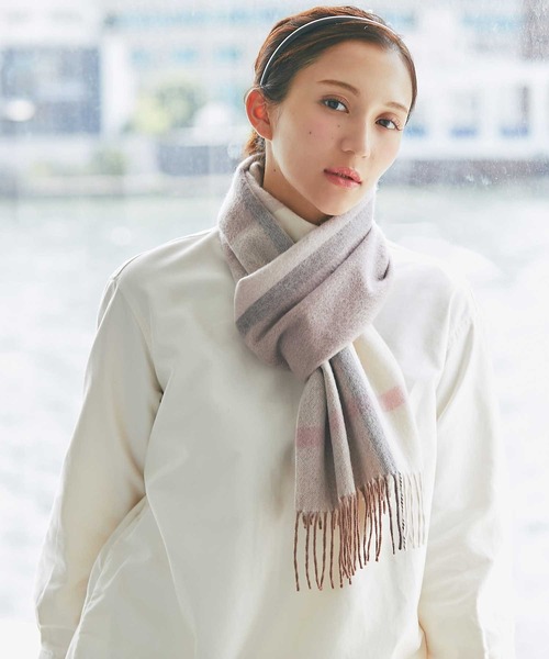 IMC マフラー ストール カシミヤ100％ チェックマフラー レディース