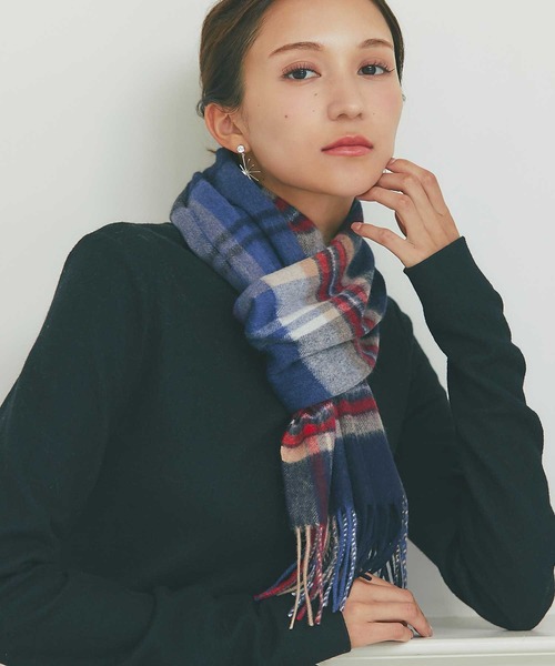 IMC マフラー ストール カシミヤ100％ チェックマフラー レディース