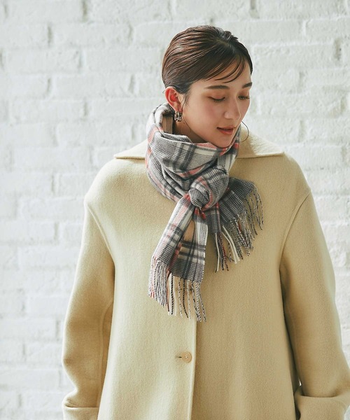 新品未使用　カシミヤ100% チェック柄マフラー IMC マフラー ストール カシミヤ100％ チェックマフラー レディース