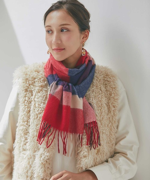 IMC マフラー ストール カシミヤ100％ チェックマフラー レディース